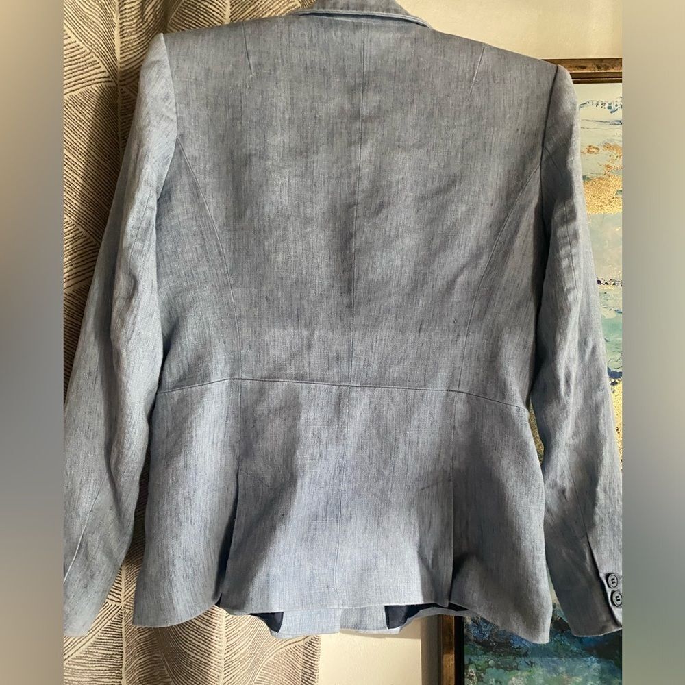 REISS Linen Blend Blazer Single Button Blazer Maddy Rye Light Blue Size Large - Picture 2 of 11